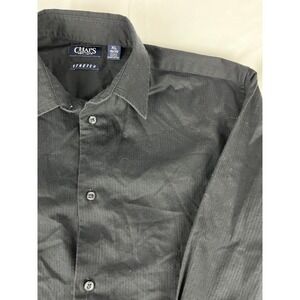 Chaps XL 18/20 Husky Stretch‎ Black Long Sleeve Button Down Shirt Dressy